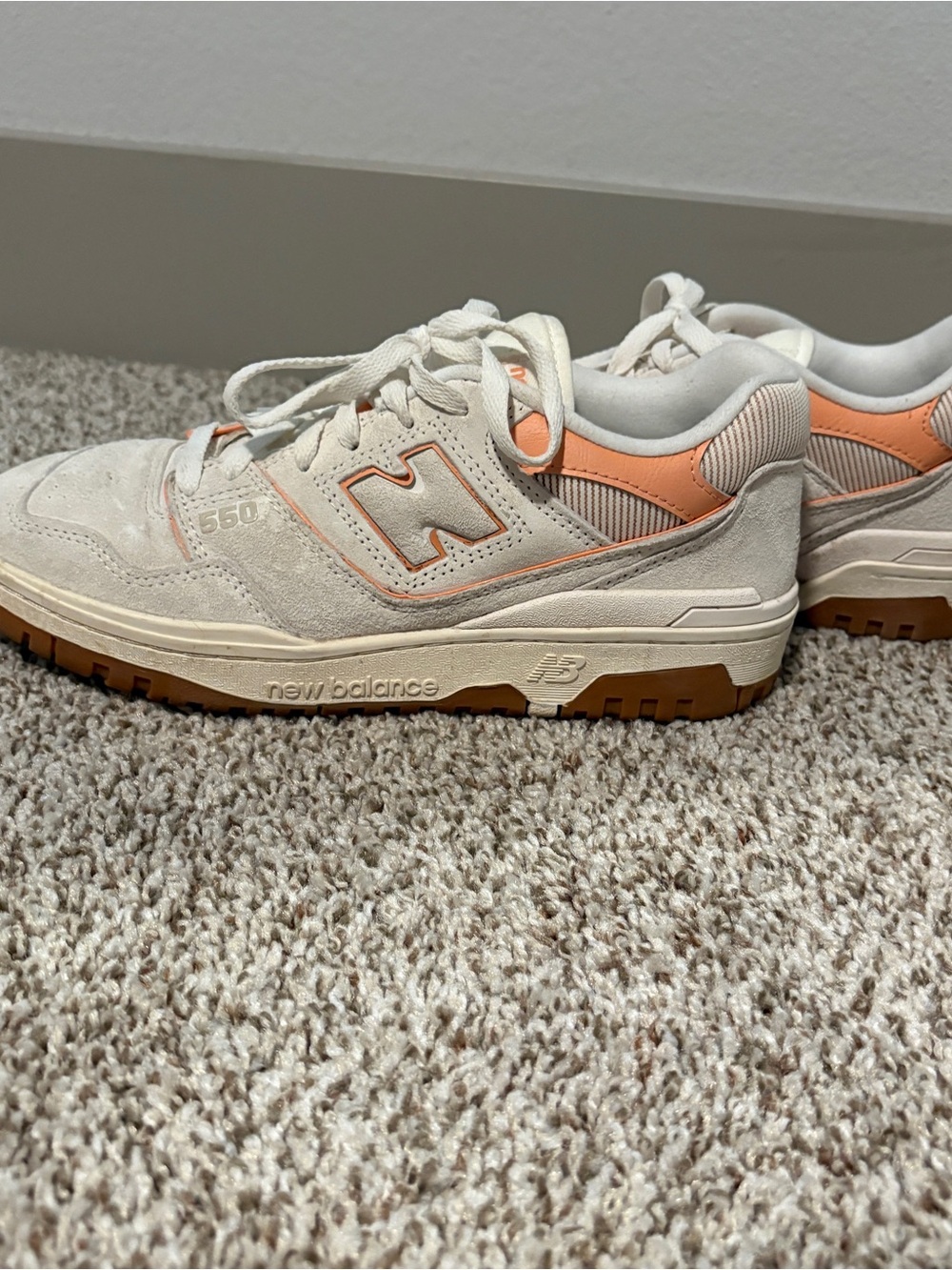 New Balance 550 Women's Sneakers in Cream with Peach Accents